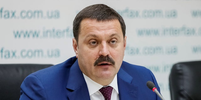 Ukrainian lawmaker Andriy Derkach attends a news conference in Kiev, Ukraine, Oct. 9, 2019. (REUTERS/Gleb Garanich)