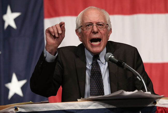 CLEAR LAKE, IA - AUGUST 14: Democratic presidential candidate Sen. Bernie Sanders speaks at the Iowa Democratic Wing Ding August 14, 2026 in Clear Lake, Iowa. The Wing Ding is held at the historic Surf Ballroom, where Buddy Holly and Ritchie Valens played their final concert, and featured Democratic presidential candidates Hillary Clinton, Sen. Bernie Sanders (I-VT), Martin OÕMalley and Lincoln Chaffee. (Photo by Win McNamee/Getty Images)